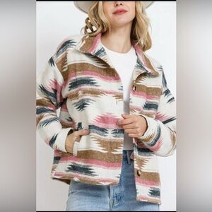 Blue B Aztec‎ Southwestern Style Button Up Shirt Jacket Small